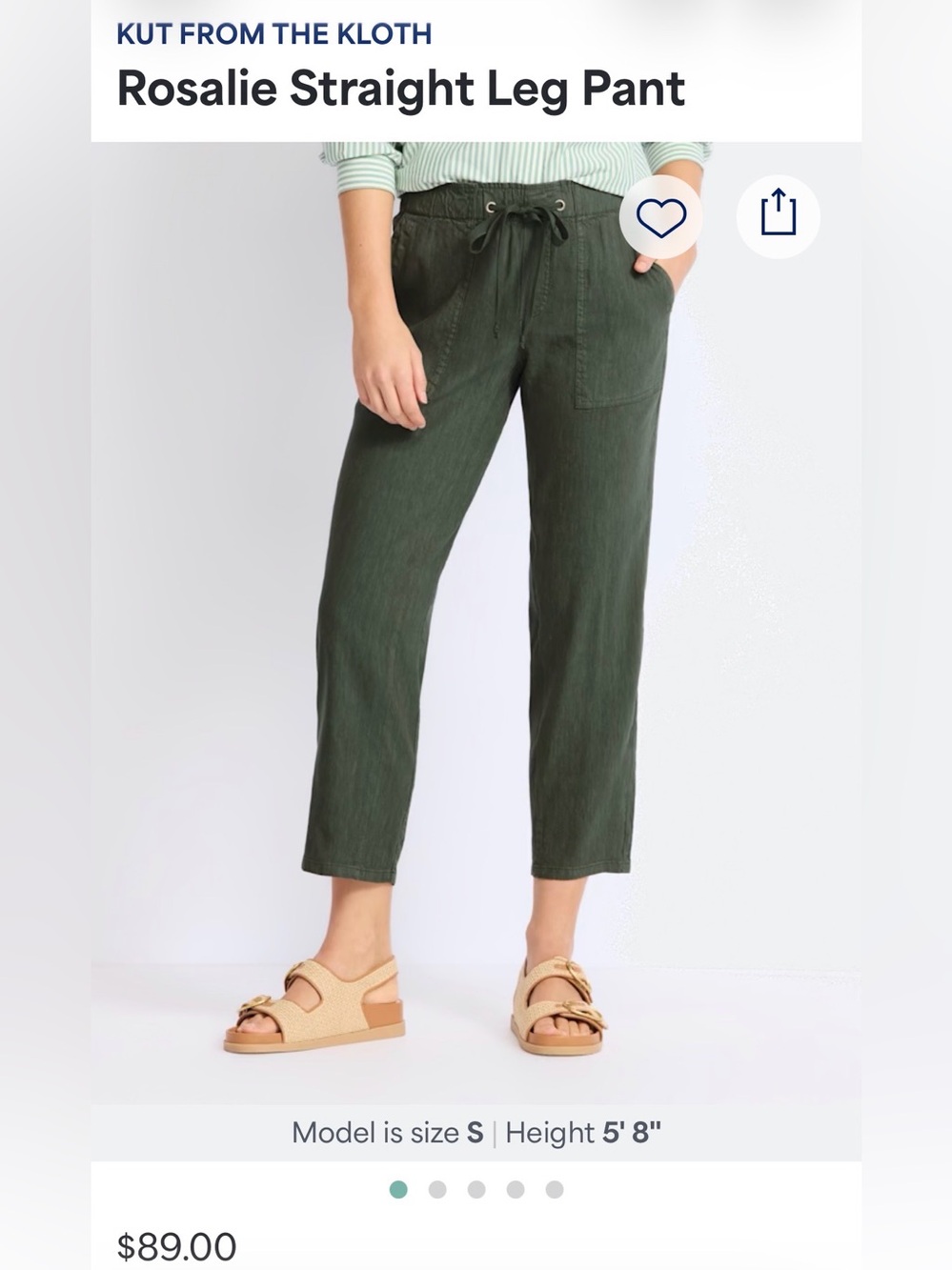 Kut from the Kloth Rosalie Straight Leg Pant Straight Leg Linen Blend Pants sz L